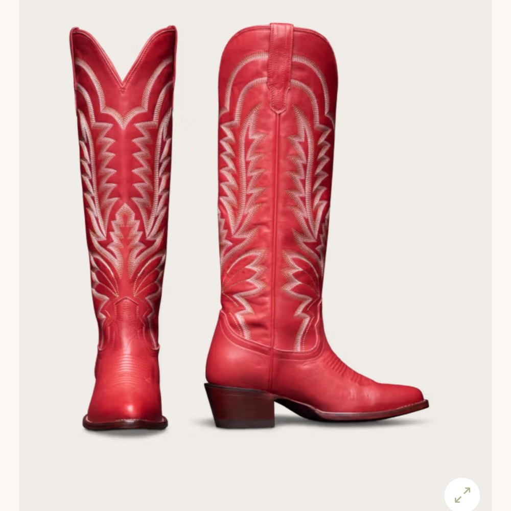 Abby Red Leather Cowboy Boots - Picture 4 of 5